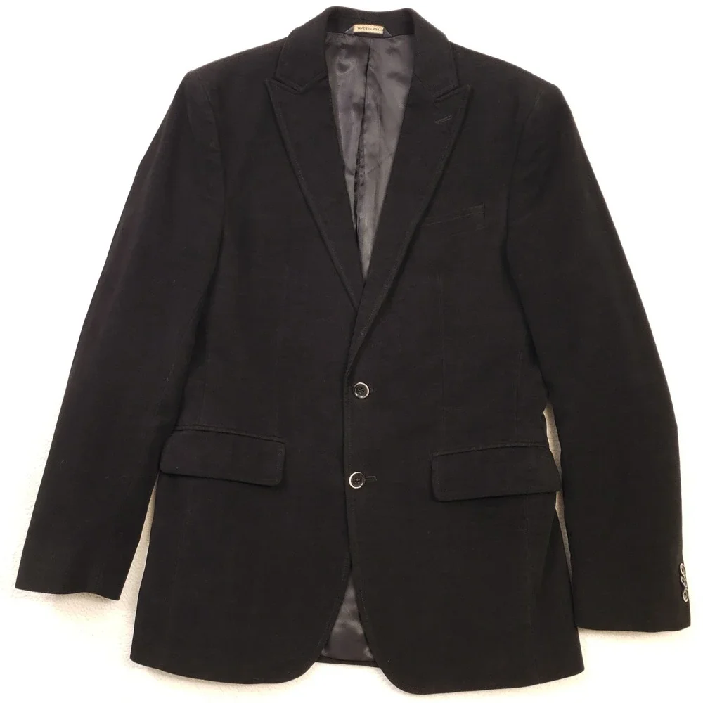 Banana Republic Sport Coat Mens 38R Black Tailored Fit Cotton Blazer Corduroy